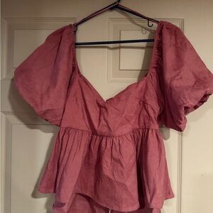 Women's Pink Peplum Top